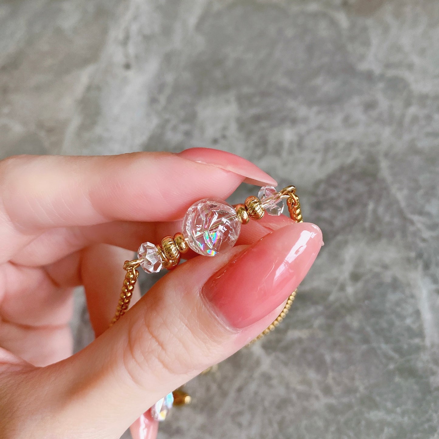 【再販】虹色の流れ星☆チェーンブレスレット