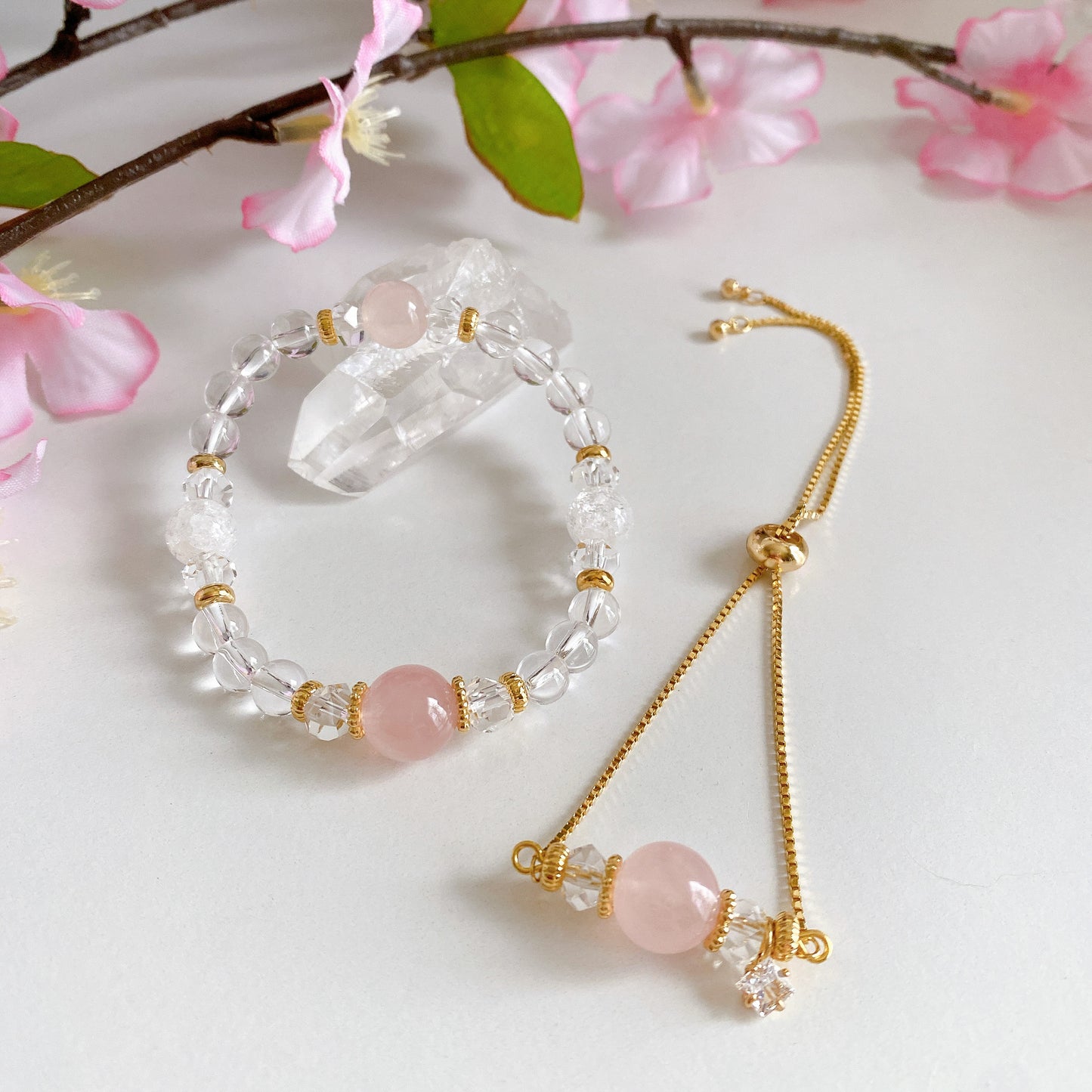 【再販・7/31販売終了】《Simple Series》ローズクォーツ2点セット