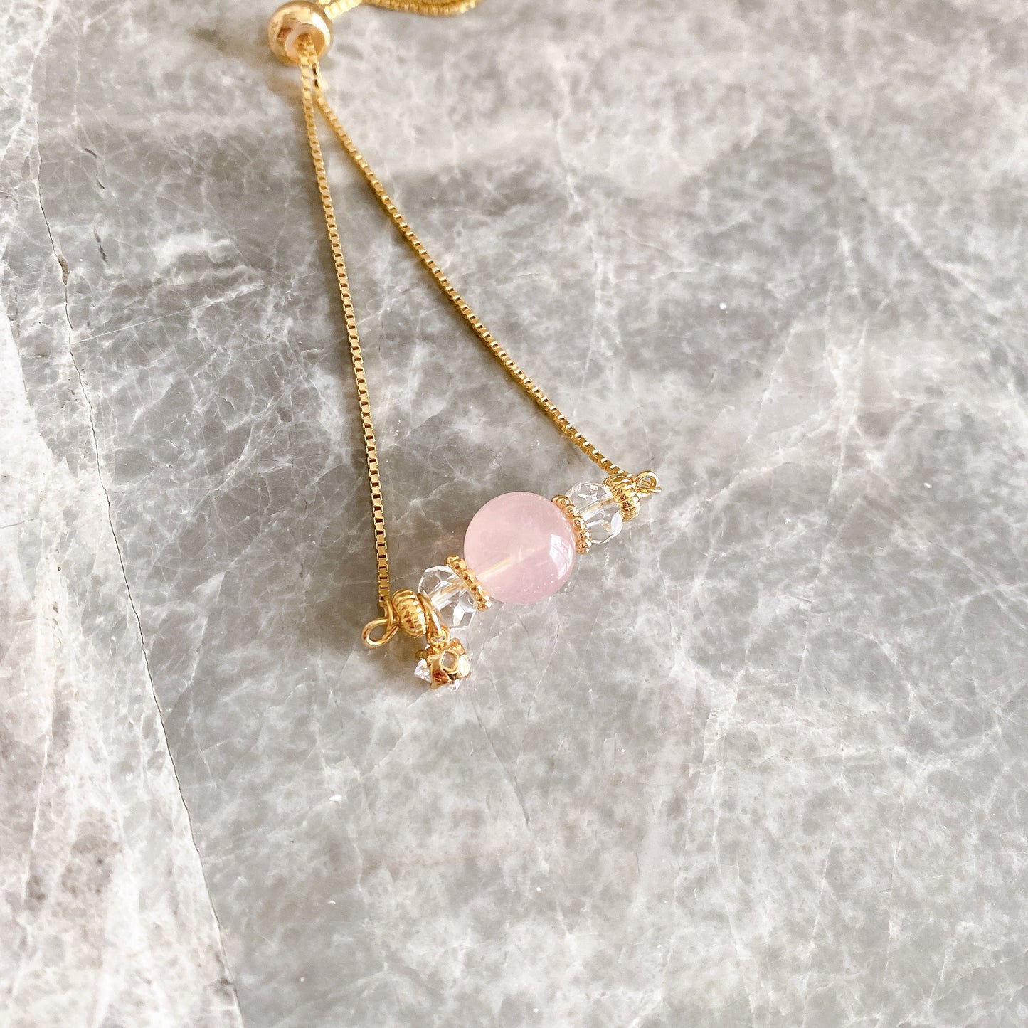 【Simple Series】ローズクォーツ・チェーンブレスレット