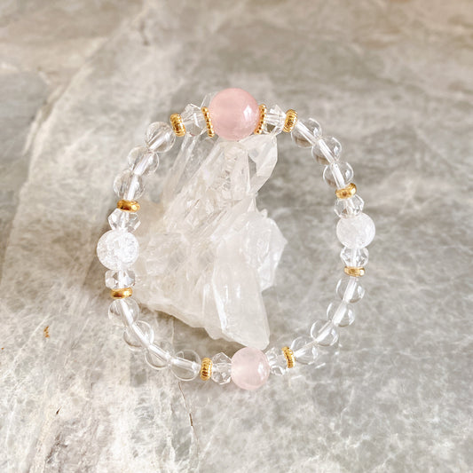 【Simple Series】ローズクォーツ・ゴムブレスレット