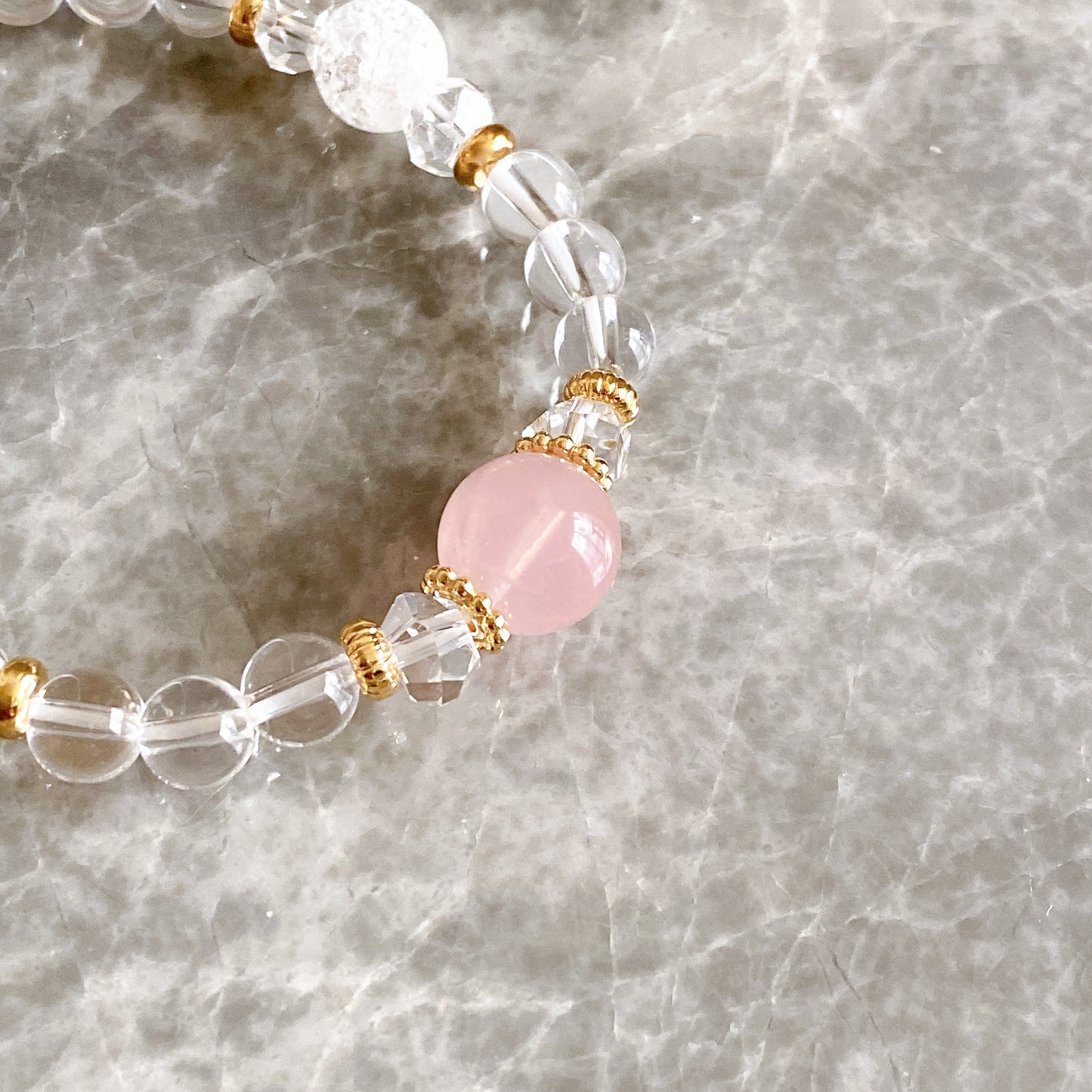 【Simple Series】ローズクォーツ・ゴムブレスレット