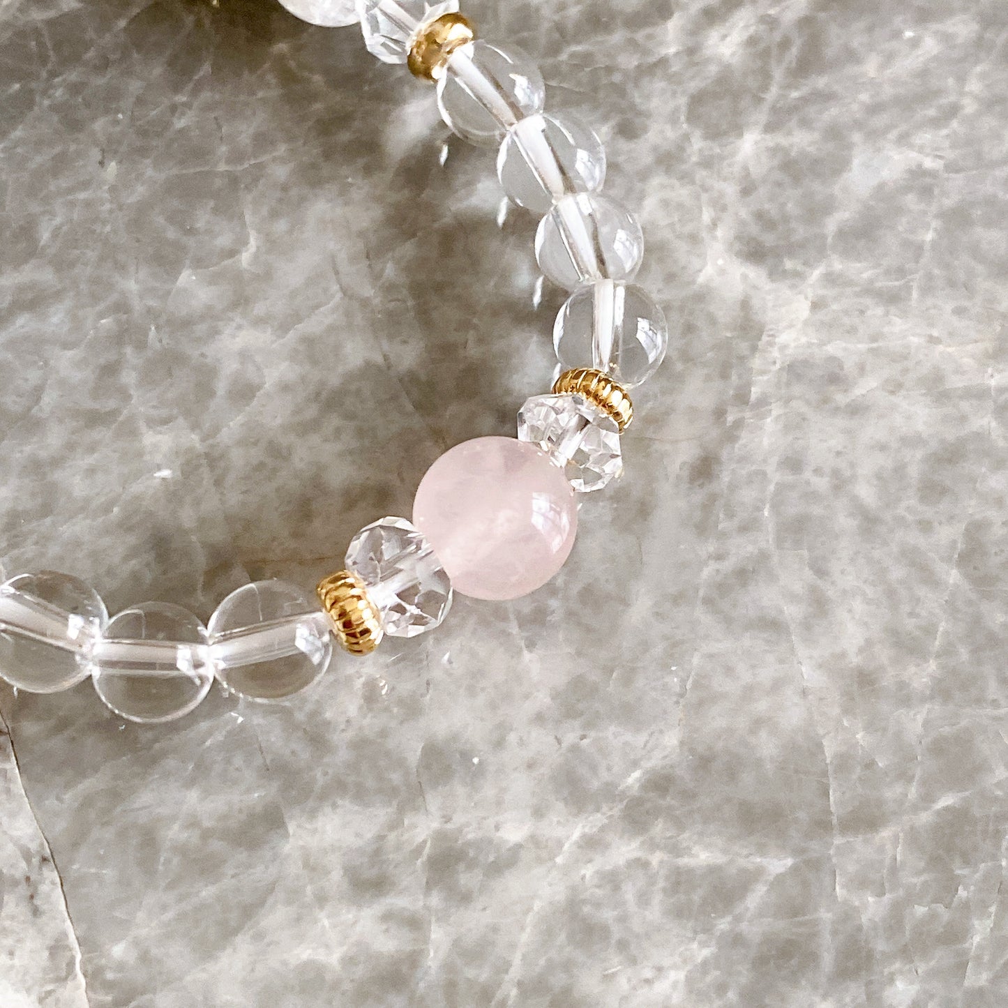 【Simple Series】ローズクォーツ・ゴムブレスレット