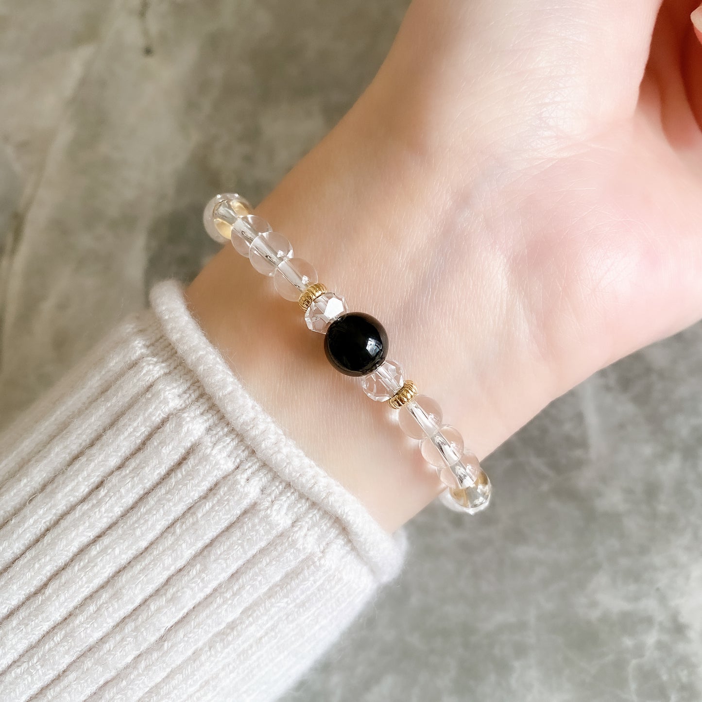 【Simple Series】モリオン・ゴムブレスレット