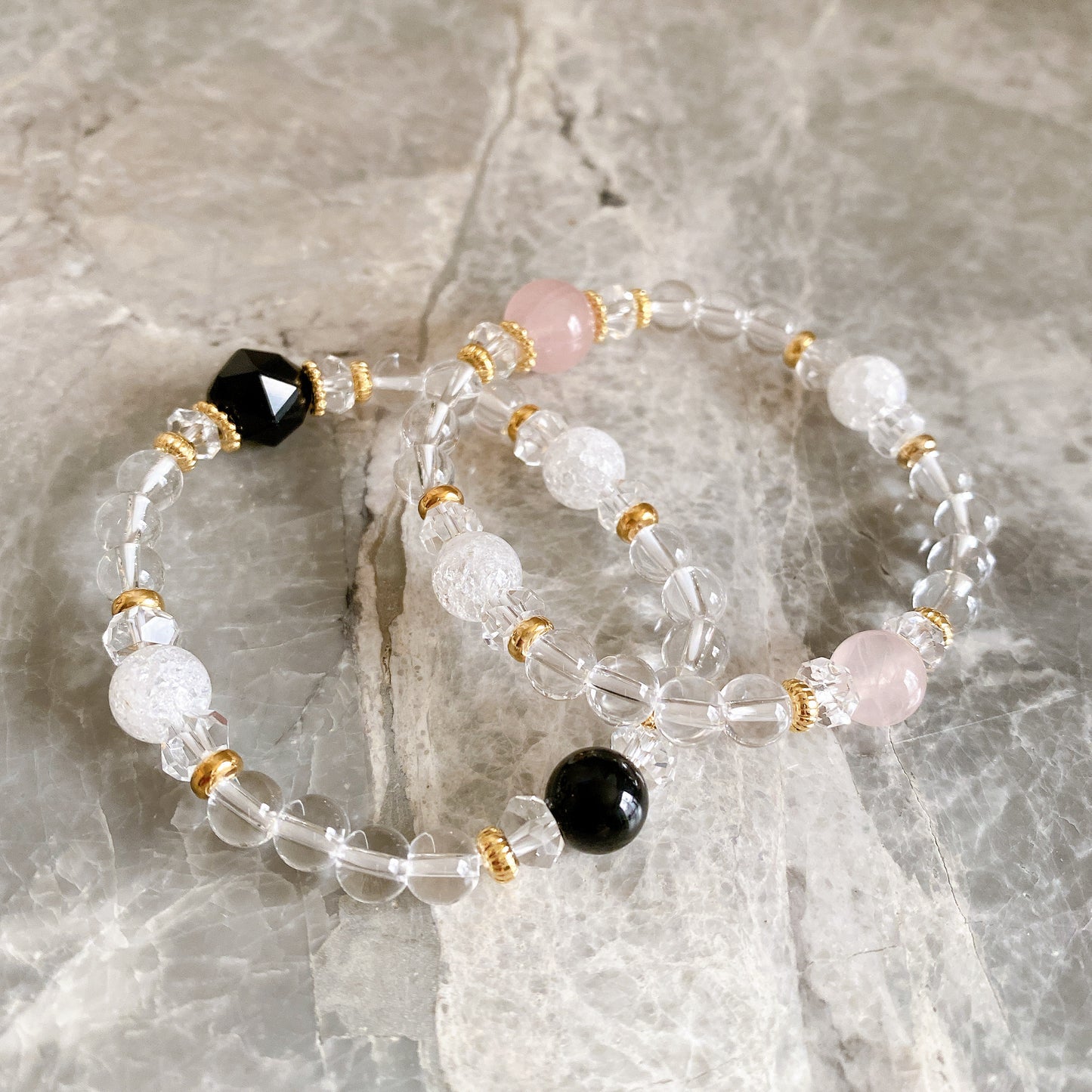 【Simple Series】ローズクォーツ・ゴムブレスレット