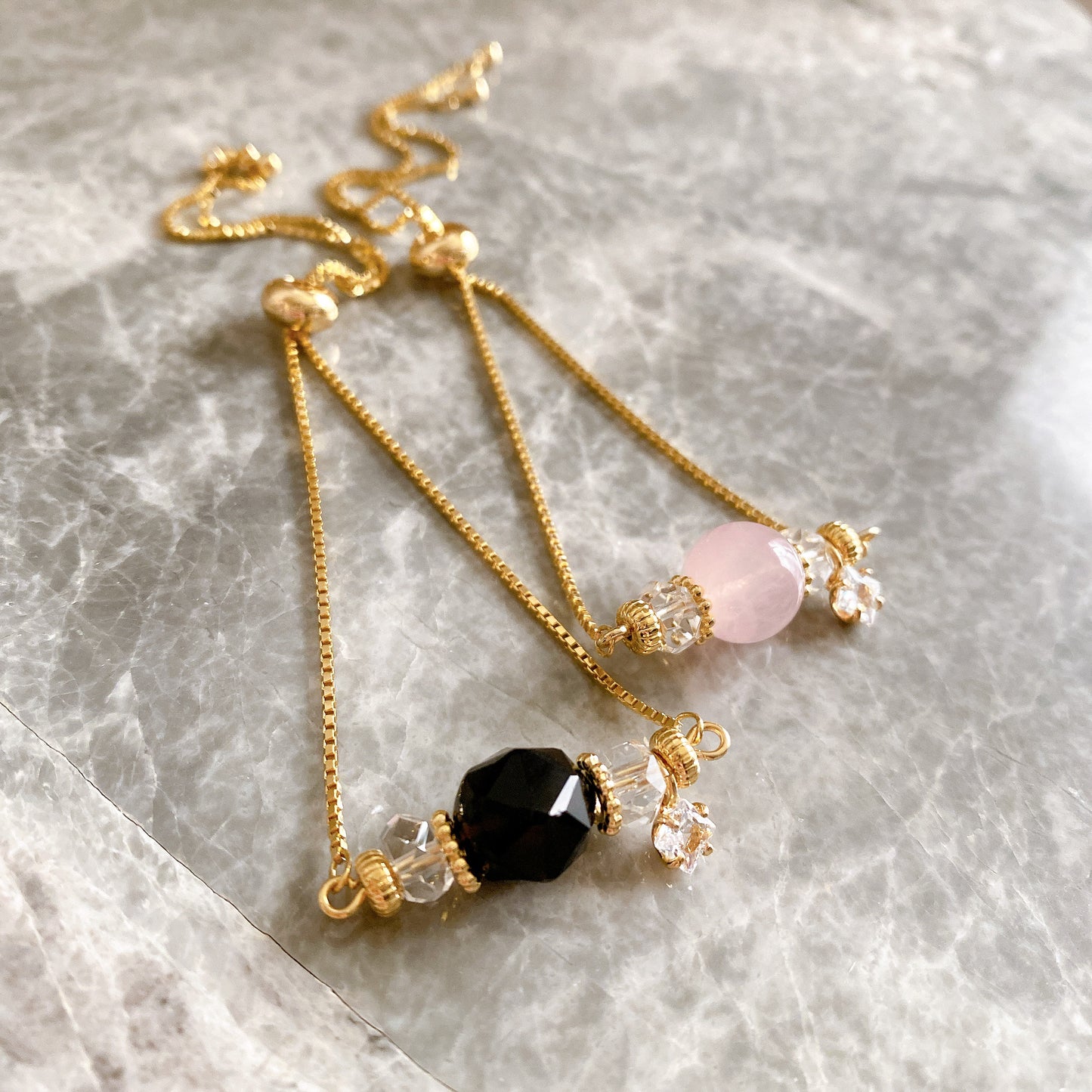 【Simple Series】ローズクォーツ・チェーンブレスレット